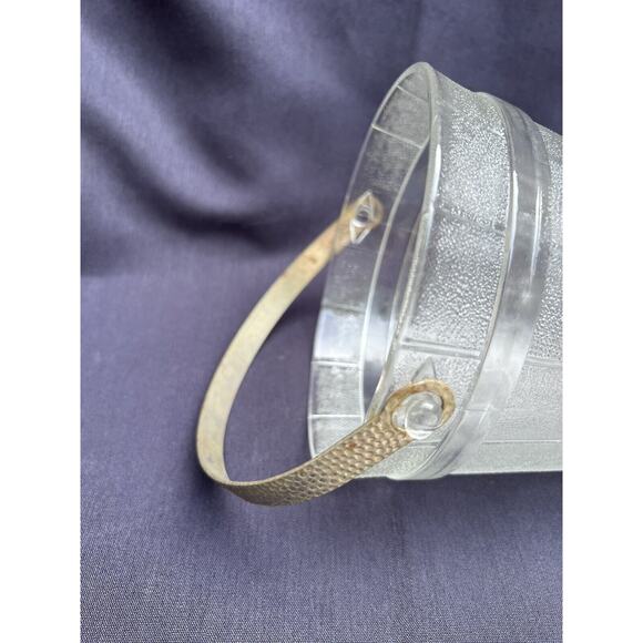 Vintage Glass Ice Bucket with a Hammered Metal Handle and Wooden Bucket Design - Picture 6 of 12